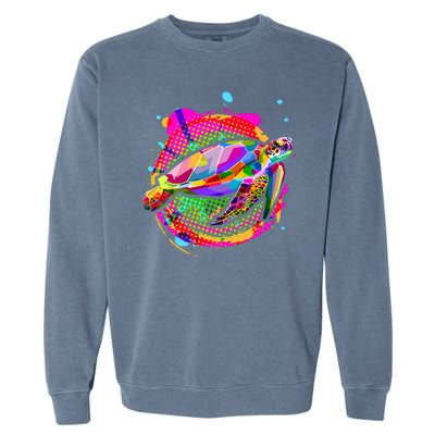 Colorful Painted Abstract Sea Turtle Garment-Dyed Sweatshirt