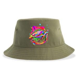 Colorful Painted Abstract Sea Turtle Sustainable Bucket Hat