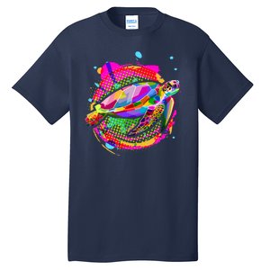 Colorful Painted Abstract Sea Turtle Tall T-Shirt