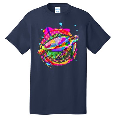 Colorful Painted Abstract Sea Turtle Tall T-Shirt