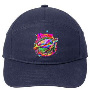 Colorful Painted Abstract Sea Turtle 7-Panel Snapback Hat