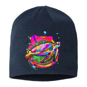 Colorful Painted Abstract Sea Turtle Sustainable Beanie