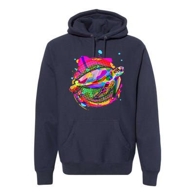 Colorful Painted Abstract Sea Turtle Premium Hoodie