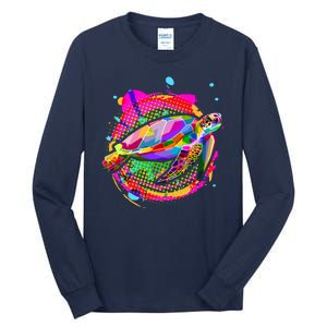 Colorful Painted Abstract Sea Turtle Tall Long Sleeve T-Shirt