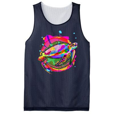 Colorful Painted Abstract Sea Turtle Mesh Reversible Basketball Jersey Tank