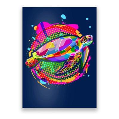 Colorful Painted Abstract Sea Turtle Poster