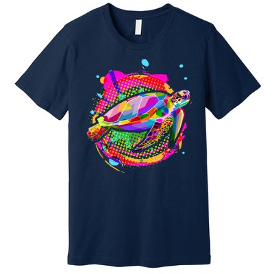 Colorful Painted Abstract Sea Turtle Premium T-Shirt