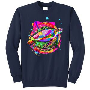 Colorful Painted Abstract Sea Turtle Tall Sweatshirt