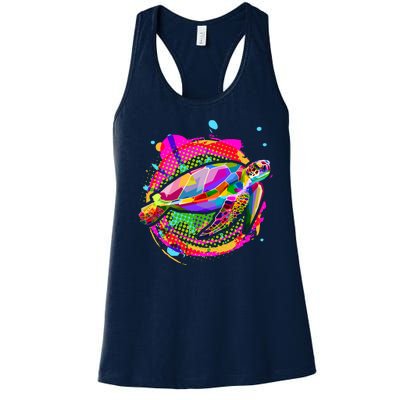 Colorful Painted Abstract Sea Turtle Women's Racerback Tank