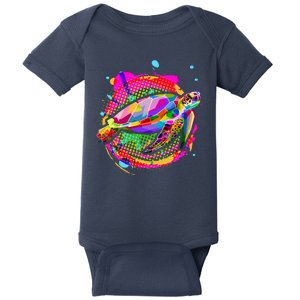 Colorful Painted Abstract Sea Turtle Baby Bodysuit