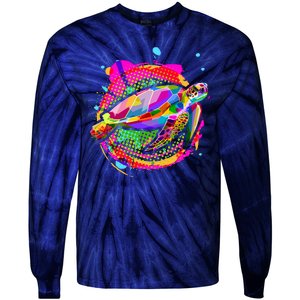 Colorful Painted Abstract Sea Turtle Tie-Dye Long Sleeve Shirt