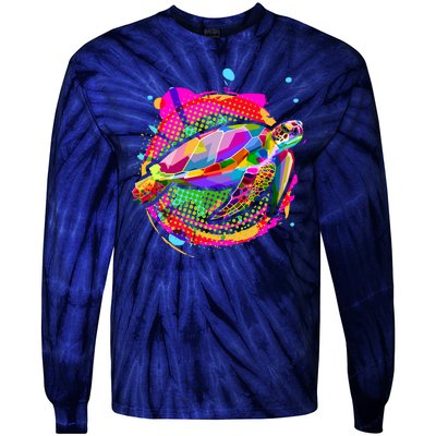 Colorful Painted Abstract Sea Turtle Tie-Dye Long Sleeve Shirt