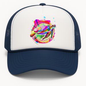 Colorful Painted Abstract Sea Turtle Trucker Hat