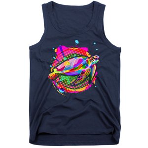 Colorful Painted Abstract Sea Turtle Tank Top