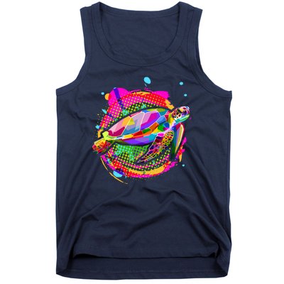 Colorful Painted Abstract Sea Turtle Tank Top