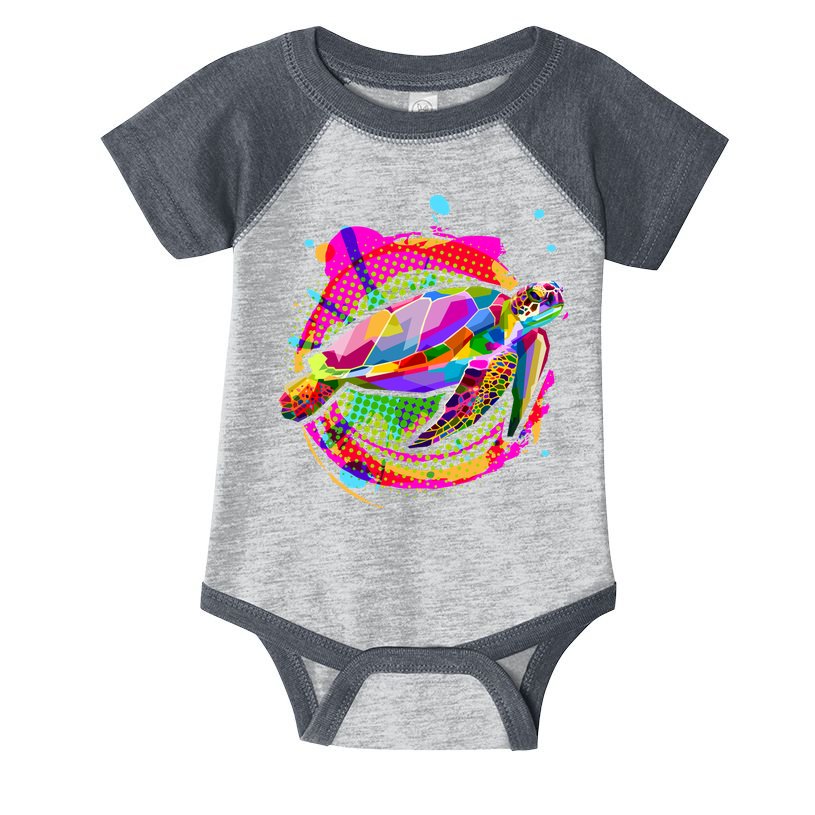 Colorful Painted Abstract Sea Turtle Infant Baby Jersey Bodysuit