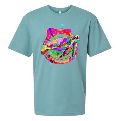 Colorful Painted Abstract Sea Turtle Sueded Cloud Jersey T-Shirt