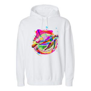 Colorful Painted Abstract Sea Turtle Garment-Dyed Fleece Hoodie