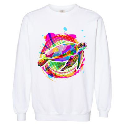 Colorful Painted Abstract Sea Turtle Garment-Dyed Sweatshirt