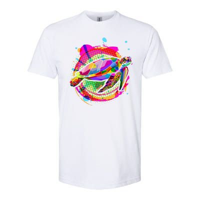 Colorful Painted Abstract Sea Turtle Softstyle® CVC T-Shirt