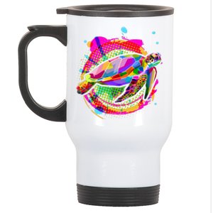 Colorful Painted Abstract Sea Turtle Stainless Steel Travel Mug