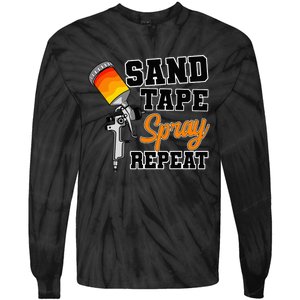 Car Painter Automative Detailing Sand Tape Spray Vehicle Tie-Dye Long Sleeve Shirt