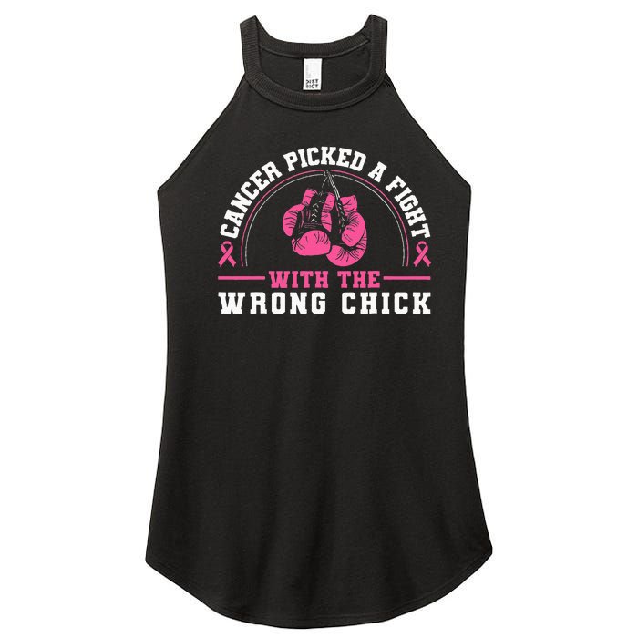 Cancer Picked A Fight With The Wrong Chick Breast Cancer Women’s Perfect Tri Rocker Tank