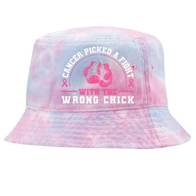 Cancer Picked A Fight With The Wrong Chick Breast Cancer Tie-Dyed Bucket Hat