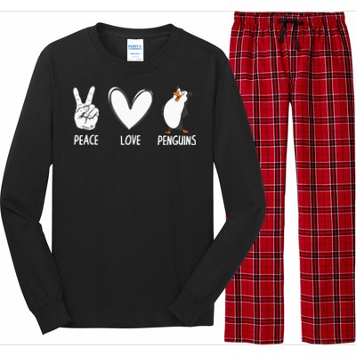 Cool Penguin Art For  Peace Love Penguins Zookeeper Long Sleeve Pajama Set