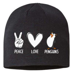 Cool Penguin Art For  Peace Love Penguins Zookeeper Sustainable Beanie