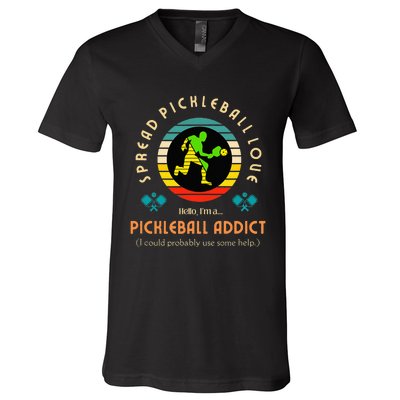 Cool Pickleball Art For Paddle Pickleball Player V-Neck T-Shirt