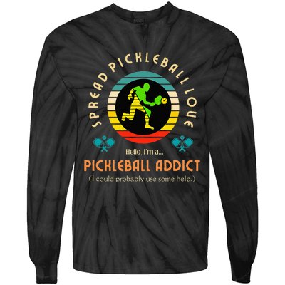 Cool Pickleball Art For Paddle Pickleball Player Tie-Dye Long Sleeve Shirt