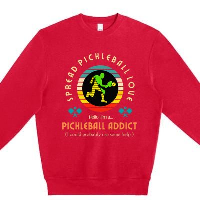 Cool Pickleball Art For Paddle Pickleball Player Premium Crewneck Sweatshirt