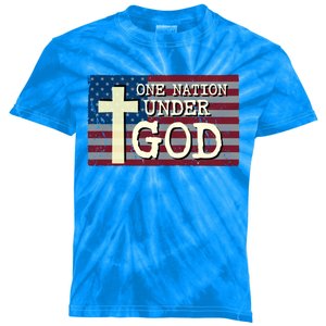 Christian Patriotic American Flag Gift One Nation Under God Cool Gift Kids Tie-Dye T-Shirt