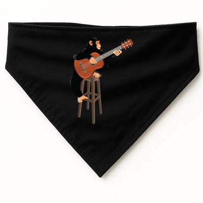 Chimpanzee Playing Acoustic Guitar. Funny Monkey USA-Made Doggie Bandana