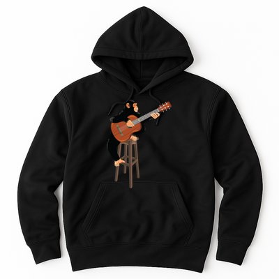 Chimpanzee Playing Acoustic Guitar. Funny Monkey Hoodie