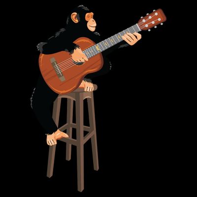 Chimpanzee Playing Acoustic Guitar. Funny Monkey T-Shirt
