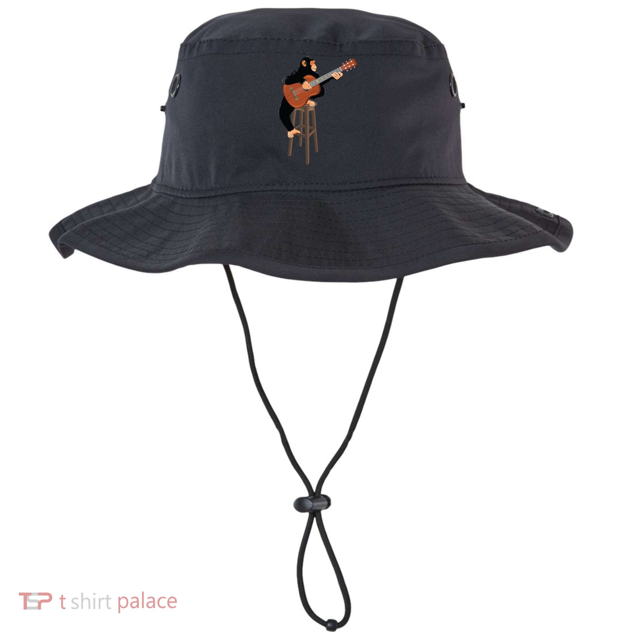 Chimpanzee Playing Acoustic Guitar. Funny Monkey Bucket Hat