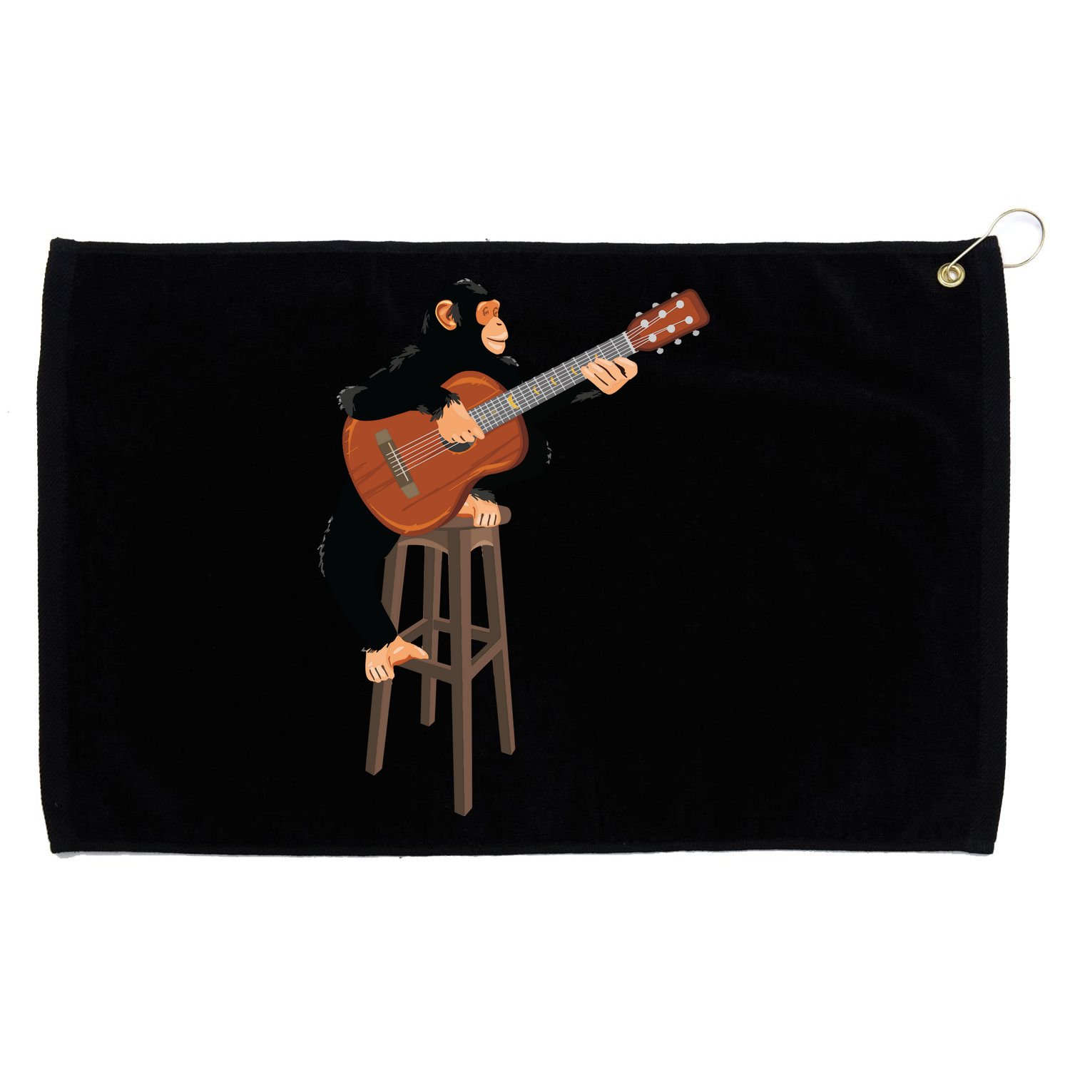 Chimpanzee Playing Acoustic Guitar. Funny Monkey Grommeted Golf Towel