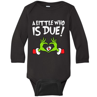 Christmas Pregnancy A Little Who Is Due Baby Long Sleeve Bodysuit