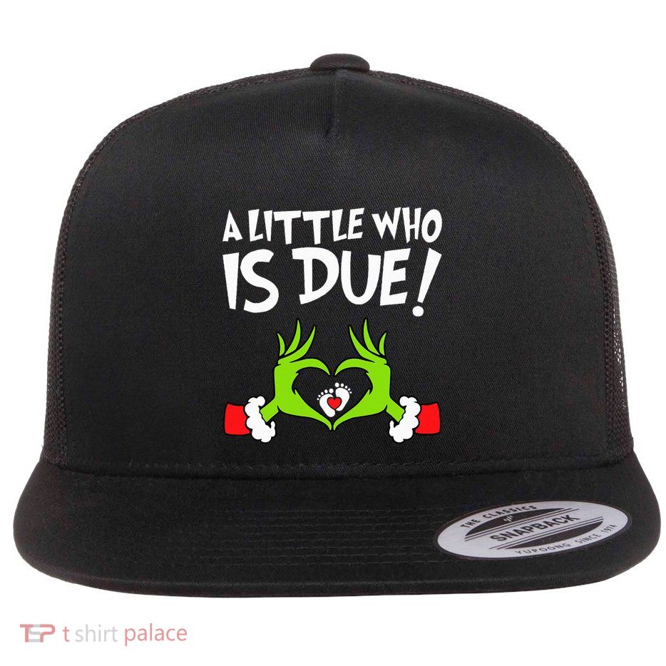 Christmas Pregnancy A Little Who Is Due Flat Bill Trucker Hat