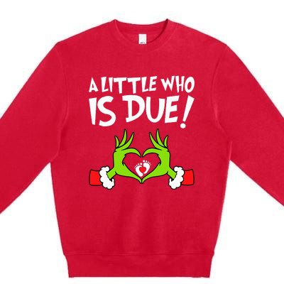 Christmas Pregnancy A Little Who Is Due Premium Crewneck Sweatshirt