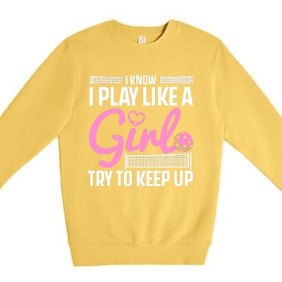 Cool Pickleball Art For Wo Girls Player Pickleball Lover Premium Crewneck Sweatshirt