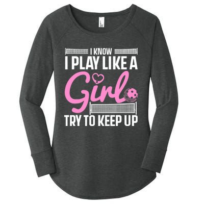 Cool Pickleball Art For Wo Girls Player Pickleball Lover Women's Perfect Tri Tunic Long Sleeve Shirt