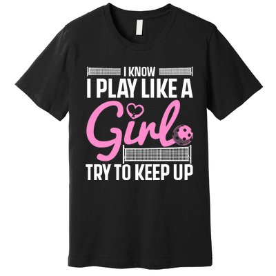 Cool Pickleball Art For Wo Girls Player Pickleball Lover Premium T-Shirt