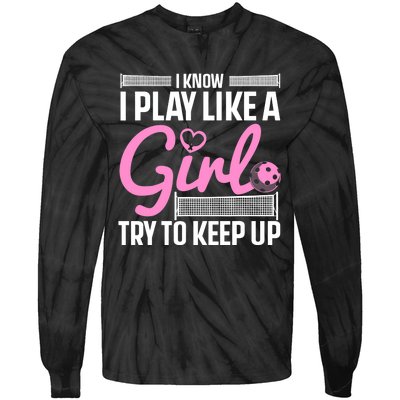 Cool Pickleball Art For Wo Girls Player Pickleball Lover Tie-Dye Long Sleeve Shirt