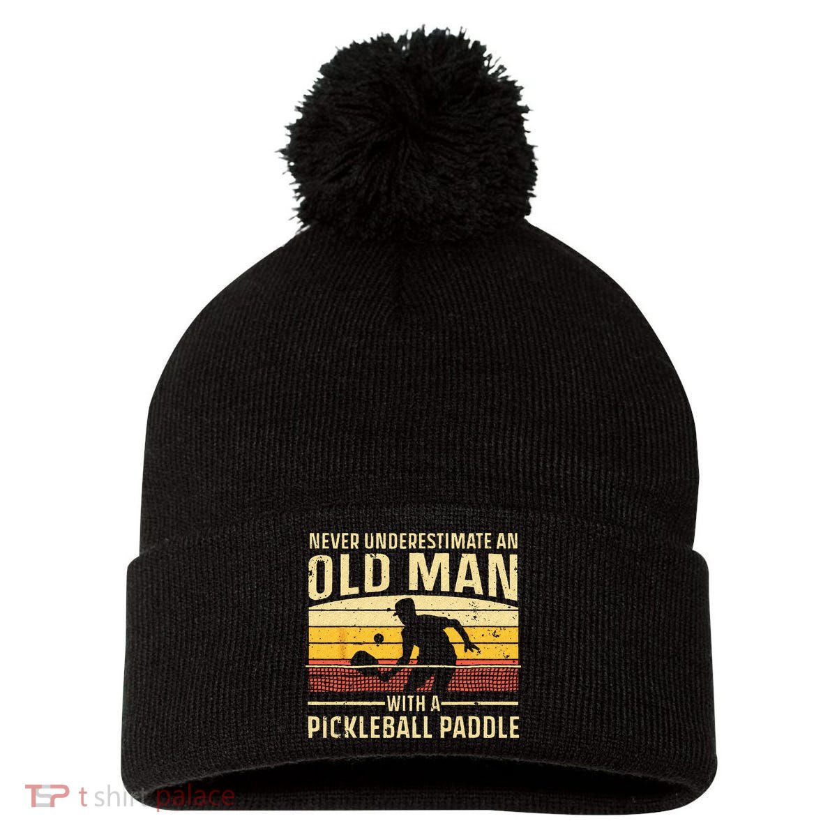 Cool Pickleball Art For Wo Paddle Pickleball Player Pom Pom 12in Knit Beanie