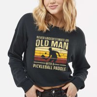 Cool Pickleball Art For Wo Paddle Pickleball Player Cropped Pullover Crew