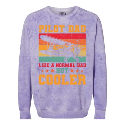 Cool Pilot Art Dad Aircraft Aviation Airplane Pilots Gift Colorblast Crewneck Sweatshirt