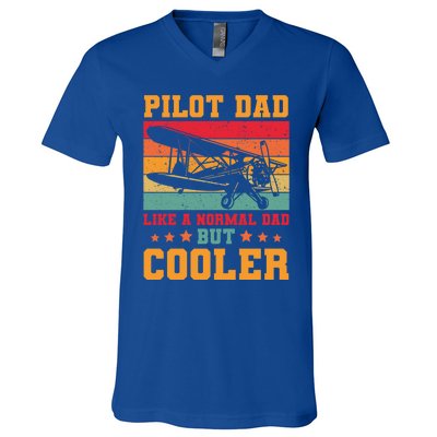 Cool Pilot Art Dad Aircraft Aviation Airplane Pilots Gift V-Neck T-Shirt